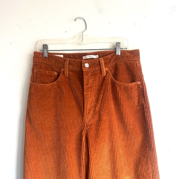 Levi’s Ribcage Wide Leg Orange Corduroy Pants Size 31 - Picture 6 of 14
